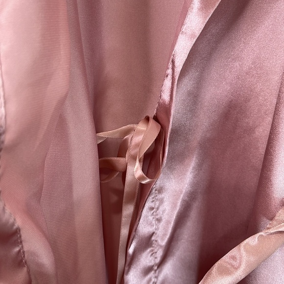 Maid Of Honour Elegant Satin Robe Dusty Rose Pink Kimono Wrap Tie Belt Size L - Picture 5 of 12